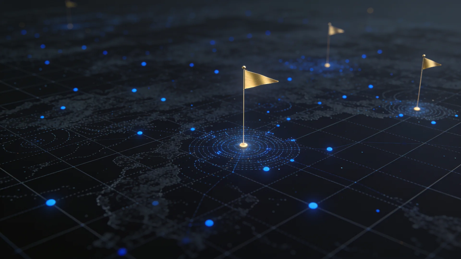 Abstract visualisation of risk signals on a dark analytical field, with key points flagged for review.